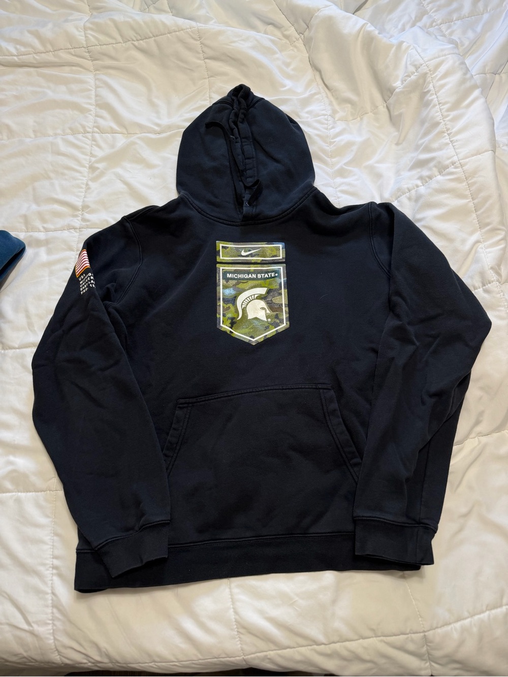 Nike Black Hoodie with Camo Michigan State Crest